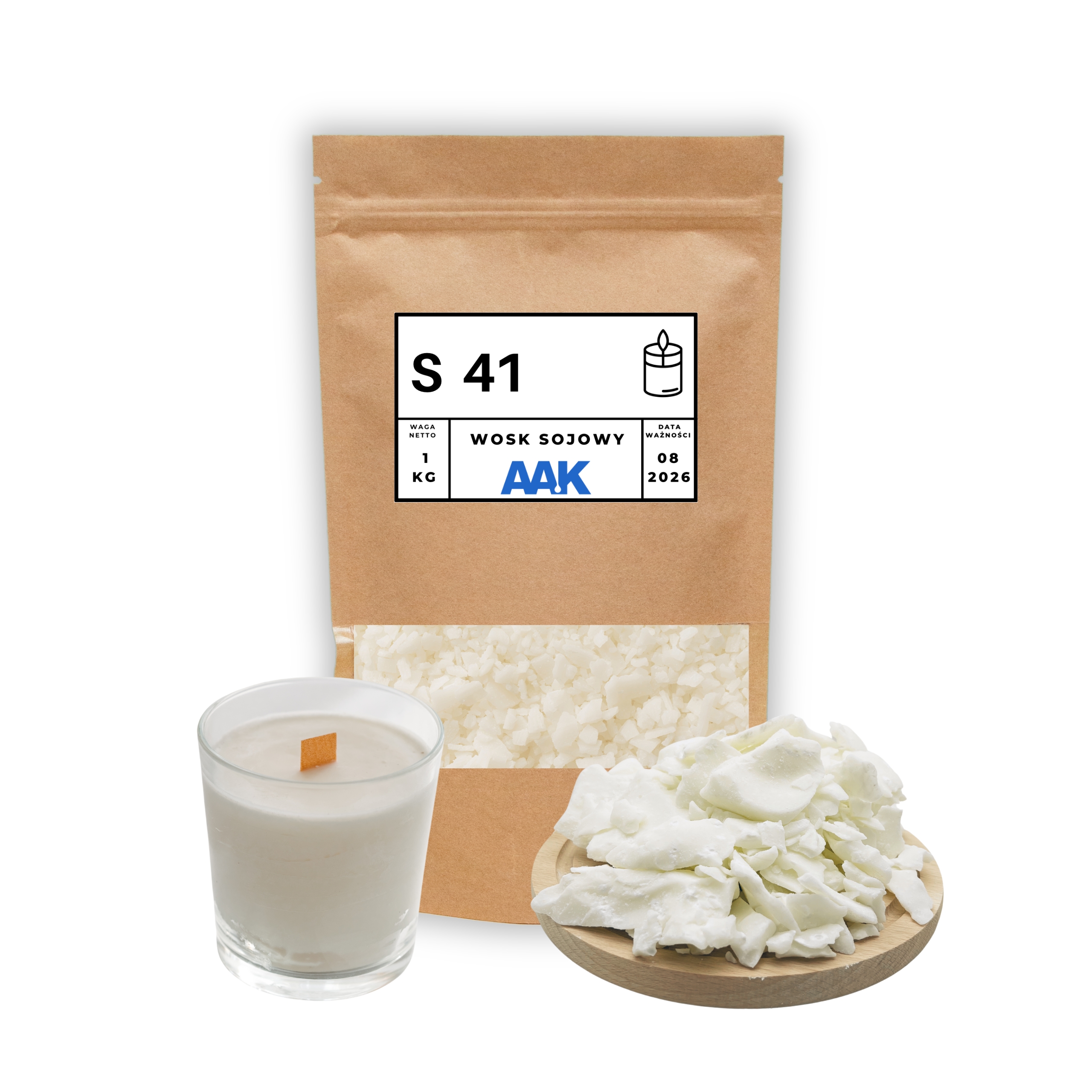 Naturalny wosk sojowy AAK S41 do świec wolnostojących