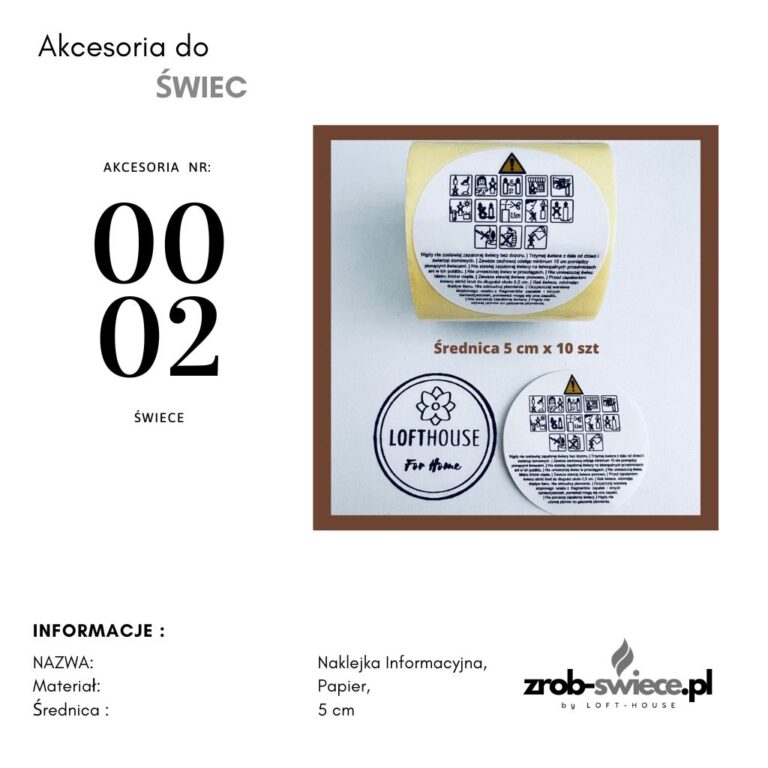 Naklejka informacyjna do świecy